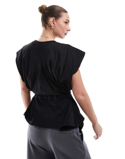 ASOS DESIGN - Sort trapez-T-shirt med bindetalje, 4 af 4