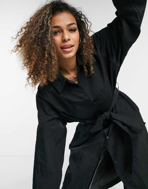 ASOS DESIGN - Sort trenchcoat i tech-nylon, 3 af 4