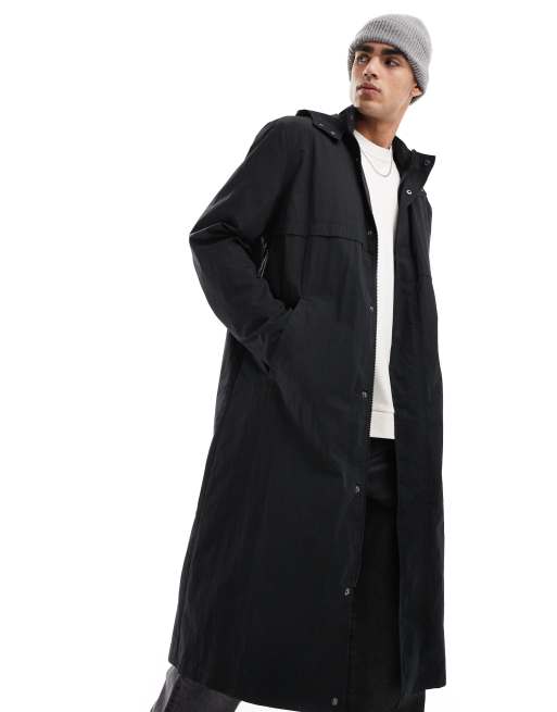 ASOS DESIGN - Sort trenchcoat med hætte, 2 af 4