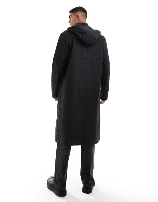 ASOS DESIGN - Sort trenchcoat med hætte, 3 af 4