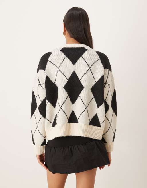 ASOS DESIGN - Sort trøje med argyle-tern og sløjfer, 4 af 4