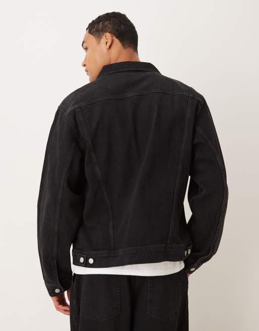 ASOS DESIGN - Sort trucker-jakke i denim - Del af sæt, 3 af 5