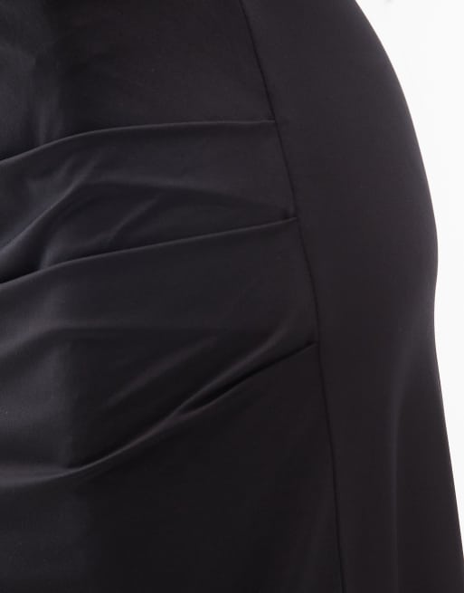 ASOS DESIGN - Sort tætsiddende midinederdel med rynker i siden, 5 af 5