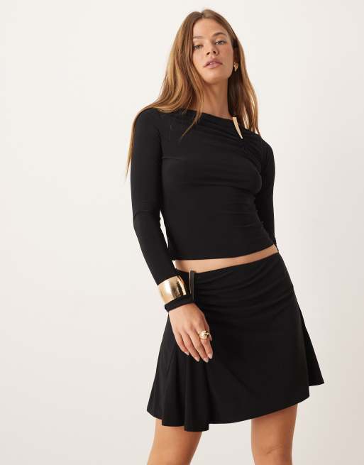 ASOS DESIGN - Sort tætsiddende mininederdel med rynkedetalje - Del af sæt, 4 af 5