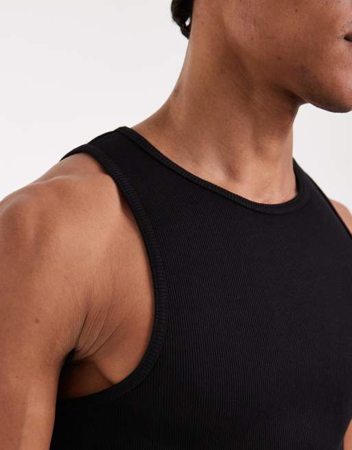 ASOS DESIGN - Sort tætsiddende overdel i superkraftigt ribbet materiale med høj rund hals, 5 af 5