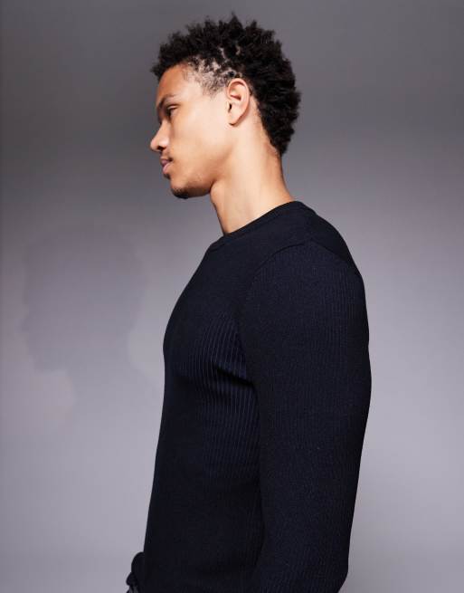 ASOS DESIGN - Sort tætsiddende T-shirt i ribstrik, 4 af 5