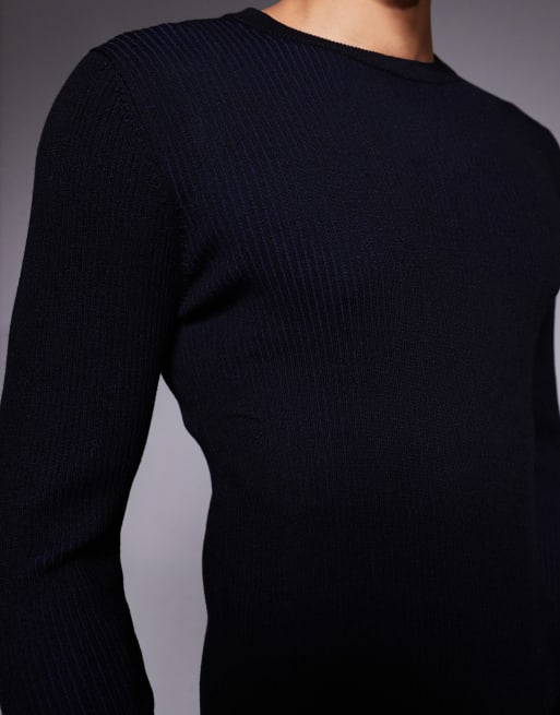 ASOS DESIGN - Sort tætsiddende T-shirt i ribstrik, 5 af 5