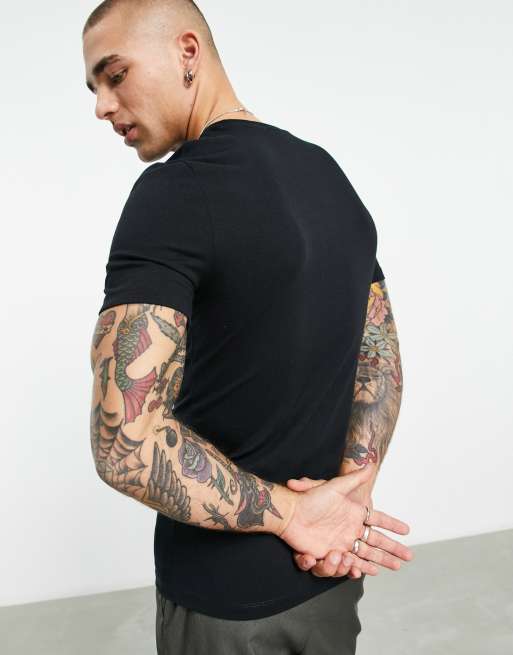 ASOS DESIGN - Sort tætsiddende T-shirt med rund hals, 2 af 4