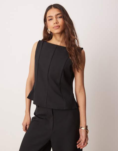 ASOS DESIGN - Sort tætsiddende top med smal halsudskæring - Del af sæt - view 1
