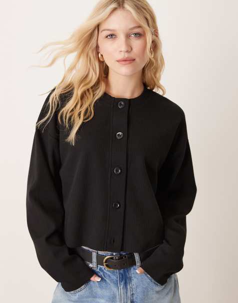 ASOS DESIGN - Sort vaflet firkantet cardigan - view 1