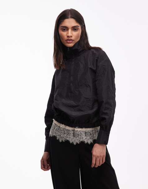 ASOS DESIGN - Sort vindjakke i taft med kort lynlås - view 1