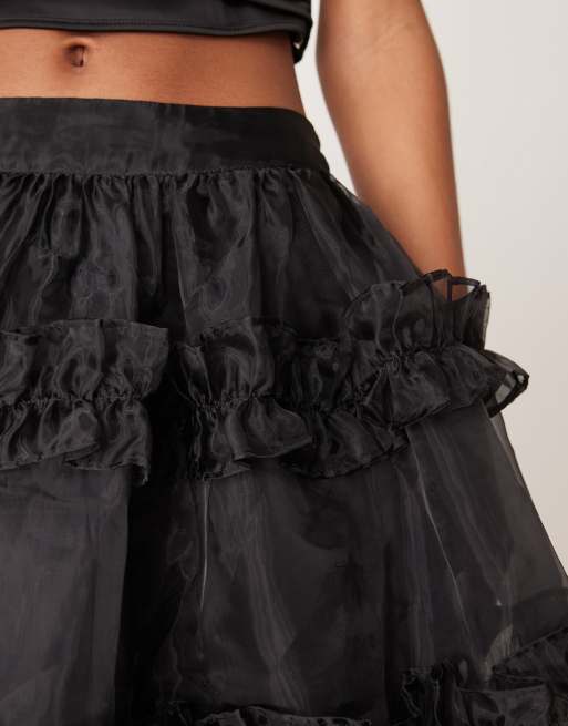 ASOS DESIGN - Sort voluminøs flæsenederdel, 5 af 5