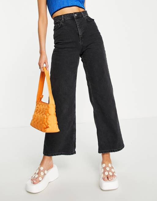 ASOS DESIGN — Sorte afslappede dad jeans med høj talje
