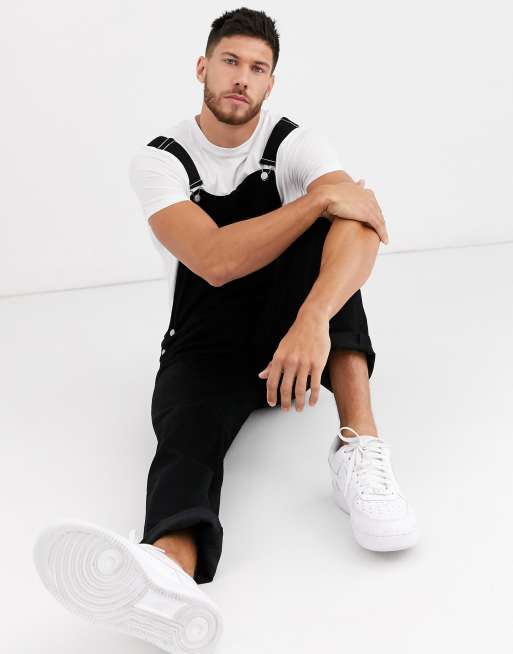 ASOS DESIGN - Sorte afslappede overalls i denim