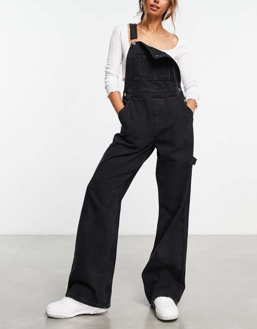 ASOS DESIGN - Sorte afslappede skater-overalls i denim