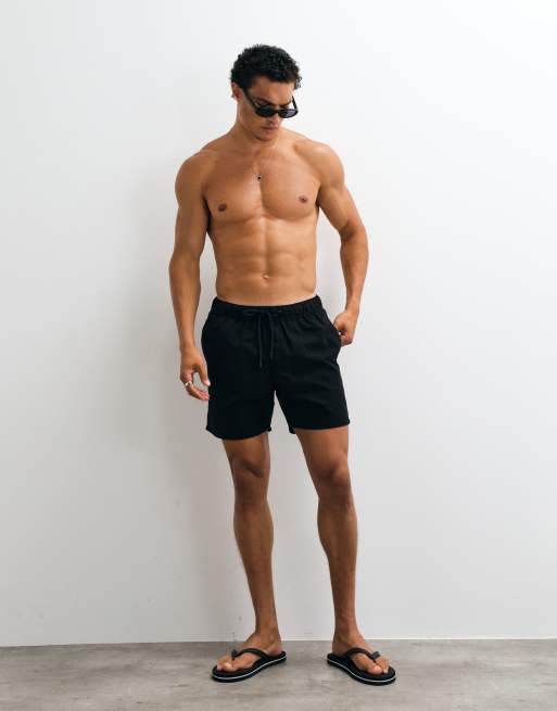 ASOS DESIGN - Sorte badeshorts i mellemlang længde, 2 af 5