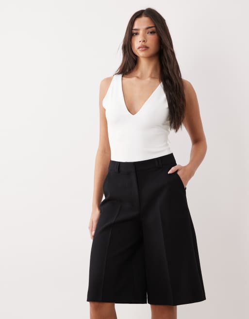 ASOS DESIGN - Sorte bermuda-shorts med vide ben, 2 af 5