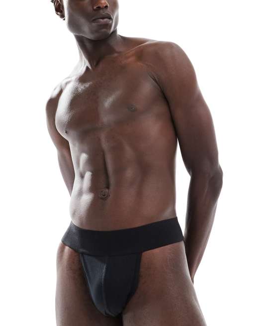 ASOS DESIGN - Sorte briefs med branding i linningen
