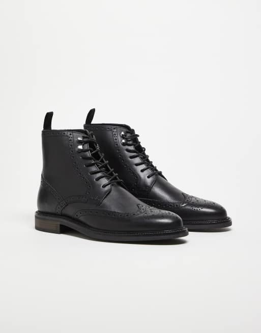 ASOS DESIGN - Sorte brogue-snørestøvler i læder, 2 af 4