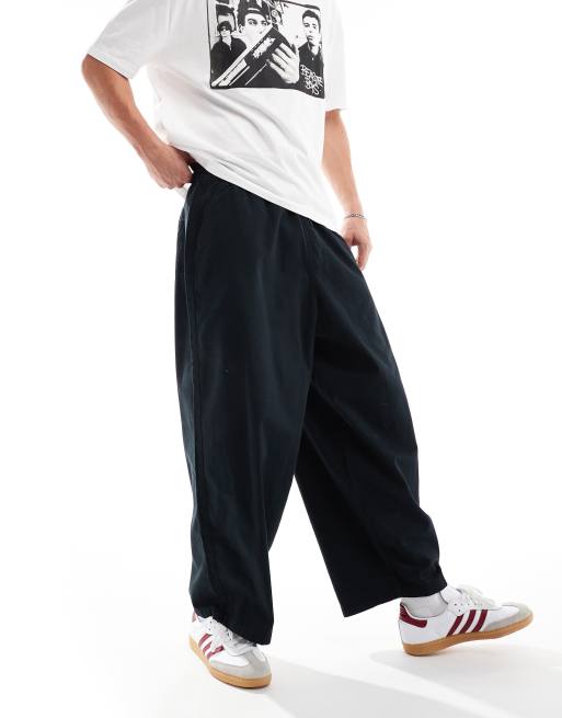 ASOS DESIGN - Sorte bukser i oversized og baggy pasform med elastisk talje