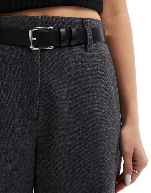 ASOS DESIGN - Sorte bukser med bælte i uldlook, 3 af 5