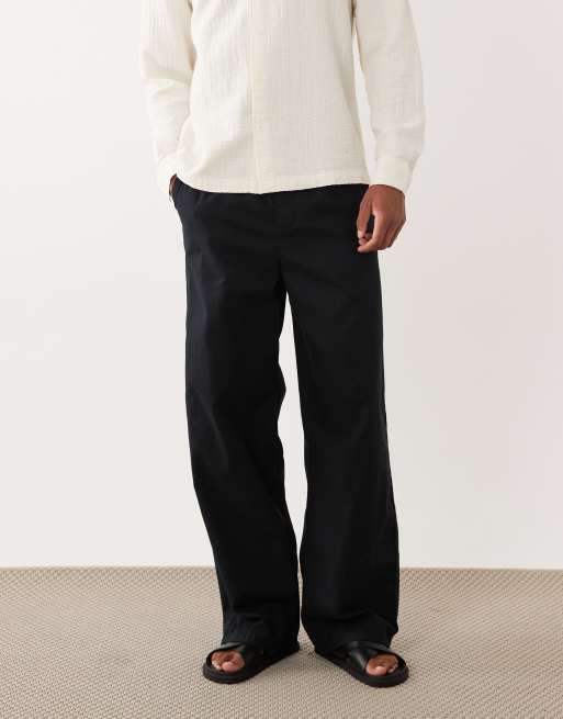 ASOS DESIGN - Sorte bukser med poset pasform i hørblanding, 2 af 5