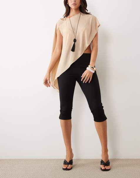 ASOS DESIGN - Sorte capribukser i ponte med slidsdetalje i siden - view 1