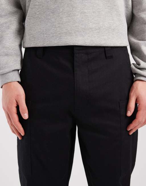 ASOS DESIGN - Sorte cargobukser med lige ben i løstsiddende twill, 5 af 5