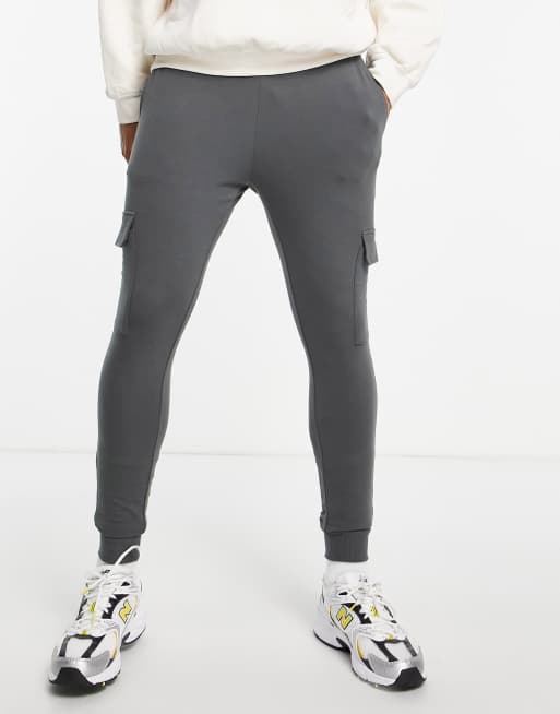 ASOS DESIGN — Sorte cargojoggingbukser med ekstra smal pasform