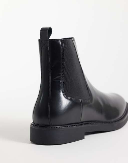 ASOS DESIGN - Sorte Chelsea-støvler i polido-læder, 3 af 5