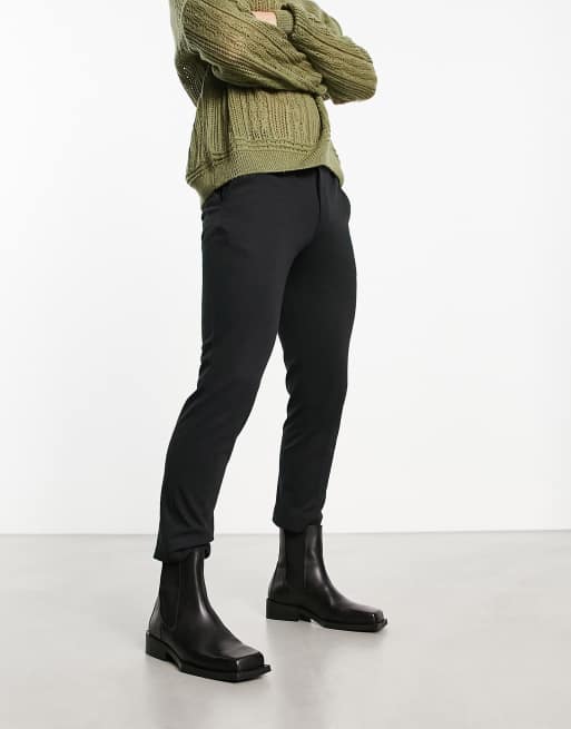 ASOS DESIGN - Sorte Chelsea-støvler med vinklet sål i læder, 4 af 4