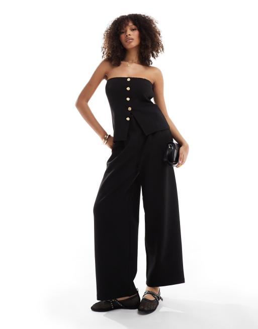 ASOS DESIGN - Sorte cocoon-joggingbukser i scuba-stof - Del af sæt