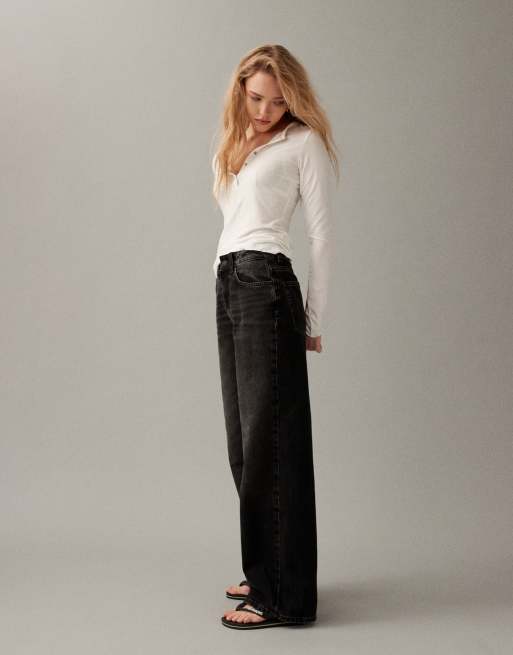 ASOS DESIGN - Sorte dad-jeans med vide ben, 2 af 7