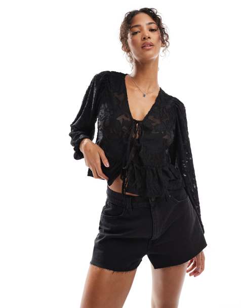 ASOS DESIGN - Sorte denimshorts med A-form - view 1