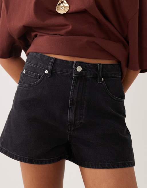 ASOS DESIGN - Sorte denimshorts med høj talje, 3 af 5