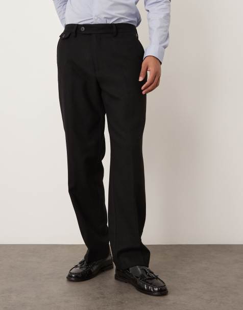 ASOS DESIGN - Sorte elegante bukser med lige ben og møntlomme i uldblanding - view 1