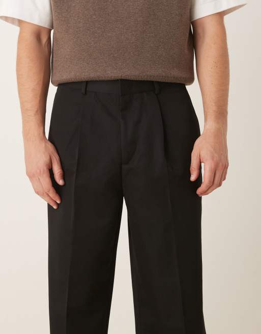 ASOS DESIGN - Sorte elegante bukser med vide ben og plisseringer, 4 af 5