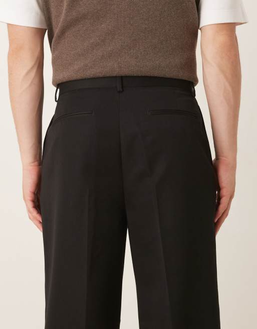 ASOS DESIGN - Sorte elegante bukser med vide ben og plisseringer, 5 af 5
