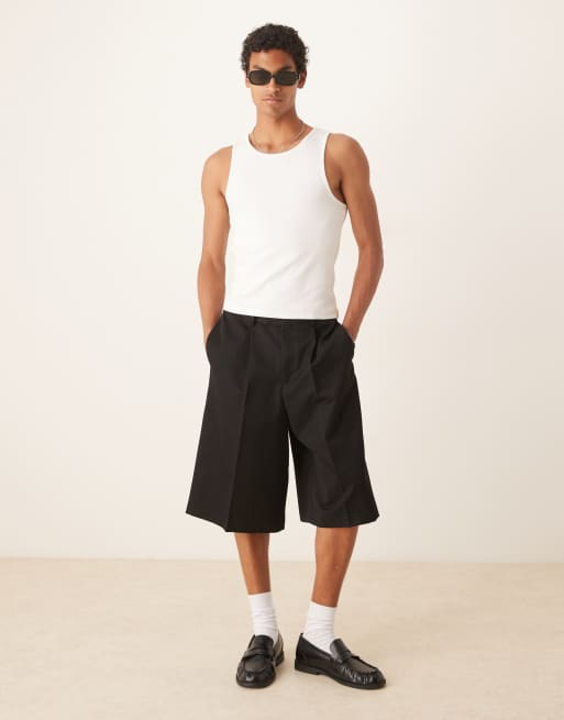 ASOS DESIGN - Sorte elegante oversized bermudashorts med plisseringer foran