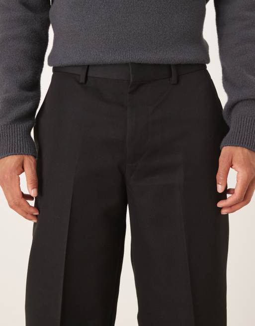 ASOS DESIGN - Sorte elegante oversized bukser med tapered fit og linning med halv elastik, 5 af 5