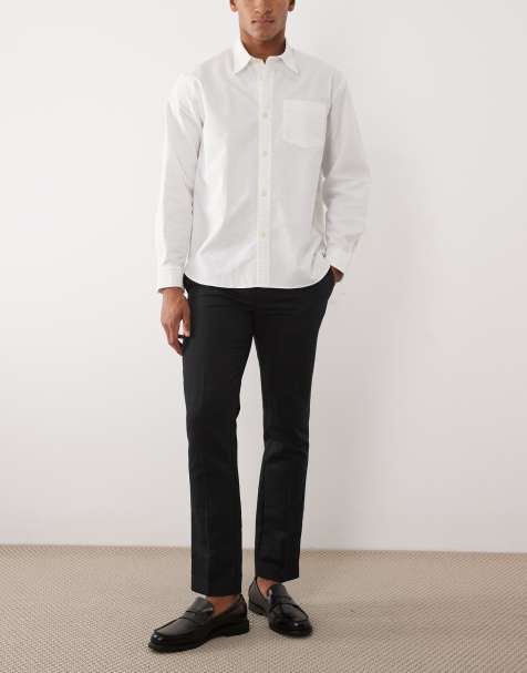 ASOS DESIGN - Sorte elegante slim-bukser i hørrigt stof - view 1