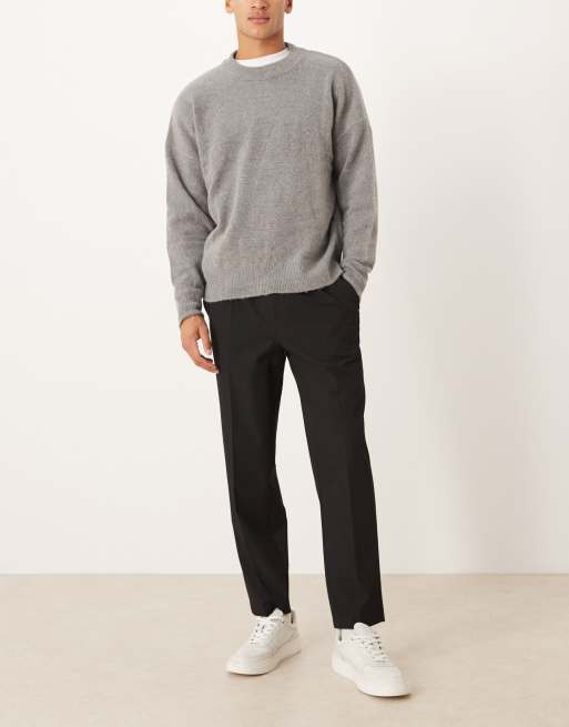 ASOS DESIGN - Sorte elegante tapered bukser med plisseringer og afslappet pasform, 2 af 5
