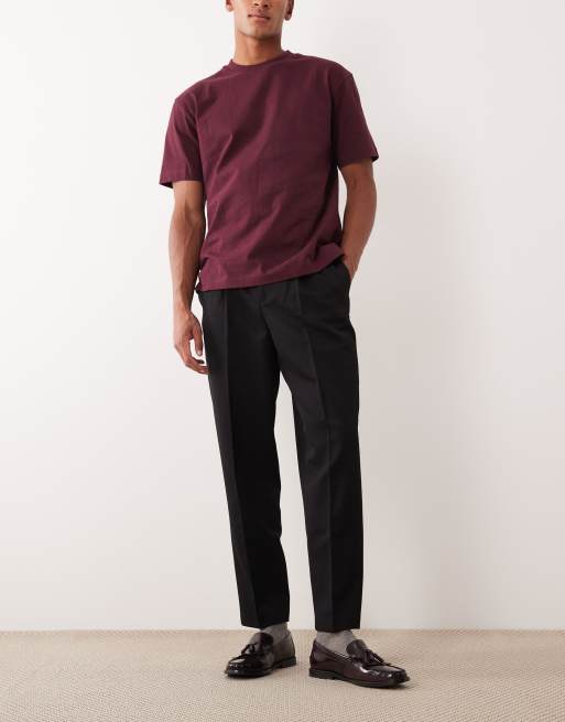 ASOS DESIGN - Sorte elegante tapered bukser med plisseringer og afslappet pasform, 2 af 5