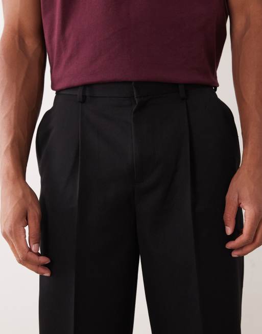 ASOS DESIGN - Sorte elegante tapered bukser med plisseringer og afslappet pasform, 4 af 5