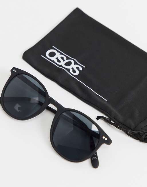 ASOS DESIGN — Sorte firkantede solbriller med mat stel og røgede glas, 4 af 4