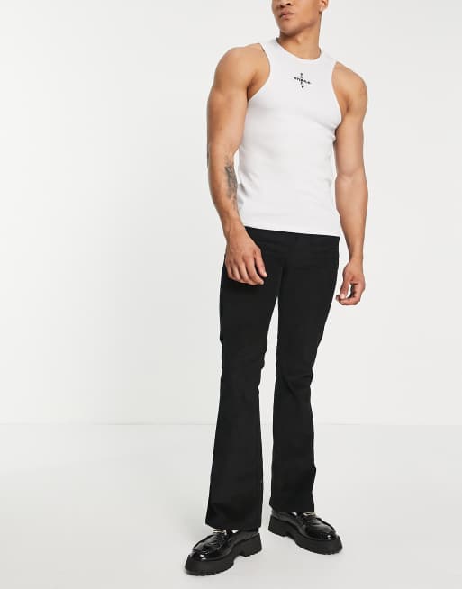 ASOS DESIGN - Sorte fløjlsbukser i slim fit med svaj