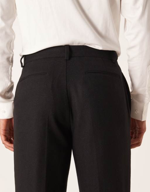 ASOS DESIGN - Sorte habitbukser med lige ben i uldblanding, 5 af 5