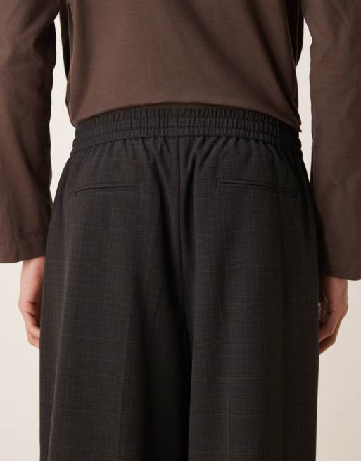 ASOS DESIGN - Sorte habitbukser med vide ben og elastisk talje i mikrotern, 5 af 5
