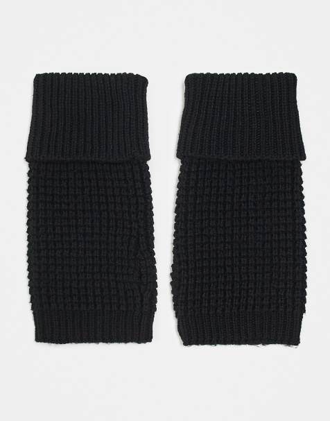 ASOS DESIGN - Sorte håndvarmere i vaffelstrik - view 1