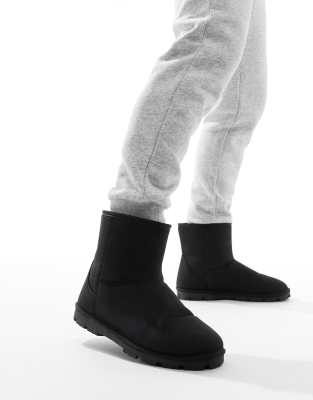 ASOS DESIGN - Sorte hjemmesko-støvler i imiteret ruskind - view 1